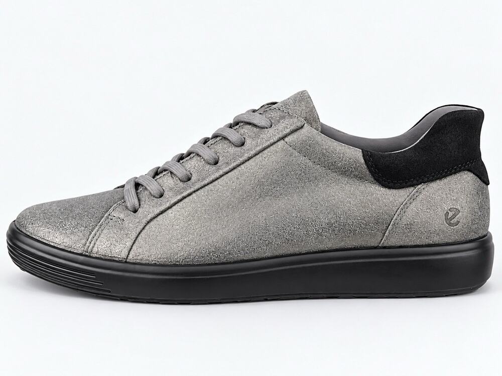 ECCO Soft 7 Women’s Leather Sneakers EU 37 US 6-6.5 Metallic Taupe/Gray Black